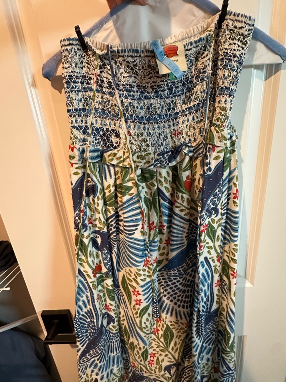FARM Rio Macaw Flight Smocked Tiered Hem Cotton Dress - Picture 10 of 16
